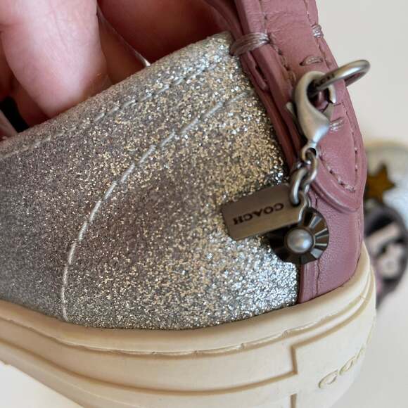 Coach Route 41 Sequin Silver Glitter Pull On Sneaker - Picture 10 of 12
